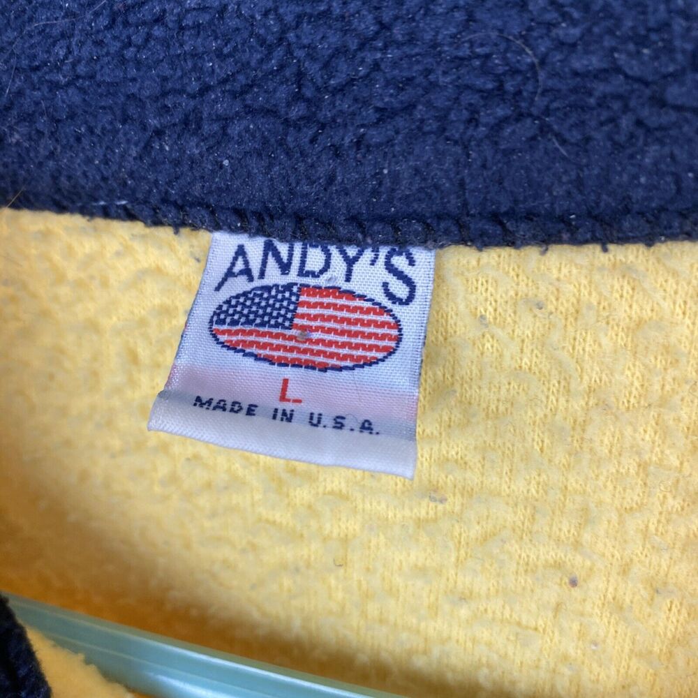 Andy's Fleece Pullover Men's L Yellow full zip San Francisco‎ 90s y2k VTG - Picture 4 of 9